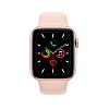 Фото — Apple Watch Series 5, 44 мм, алюминий золотого цвета, спортивный ремешок «розовый песок»